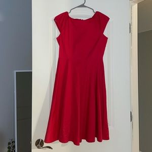 Red Cap Sleeve A-Line Dress